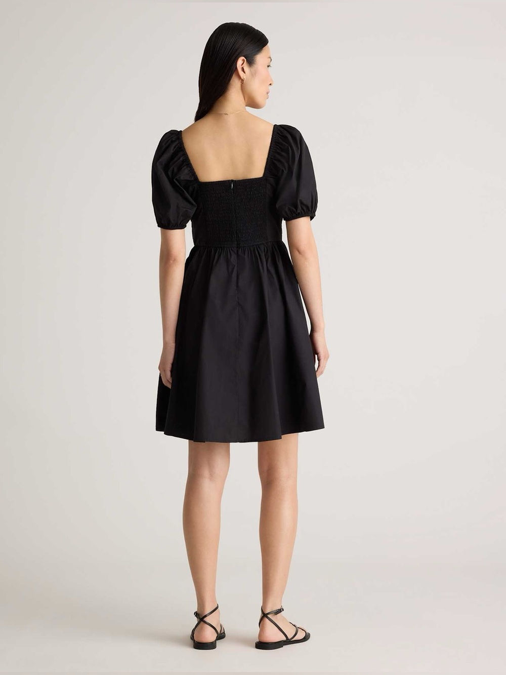 Simons Black Puff Sleeve Smocked Dress M